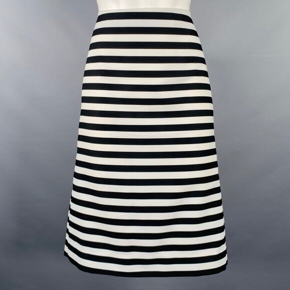 MARC JACOBS Size 6 Black White Polyester Stripe Pencil Skirt - Picture 1 of 6
